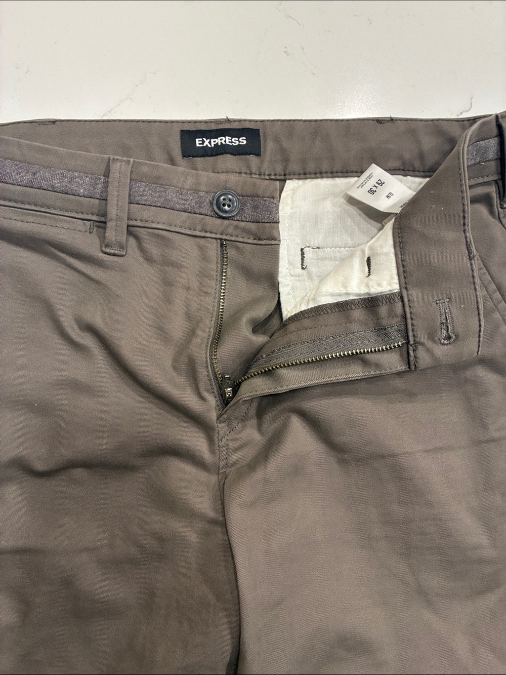 Express Men's Khaki/Taupe Slim Chinos